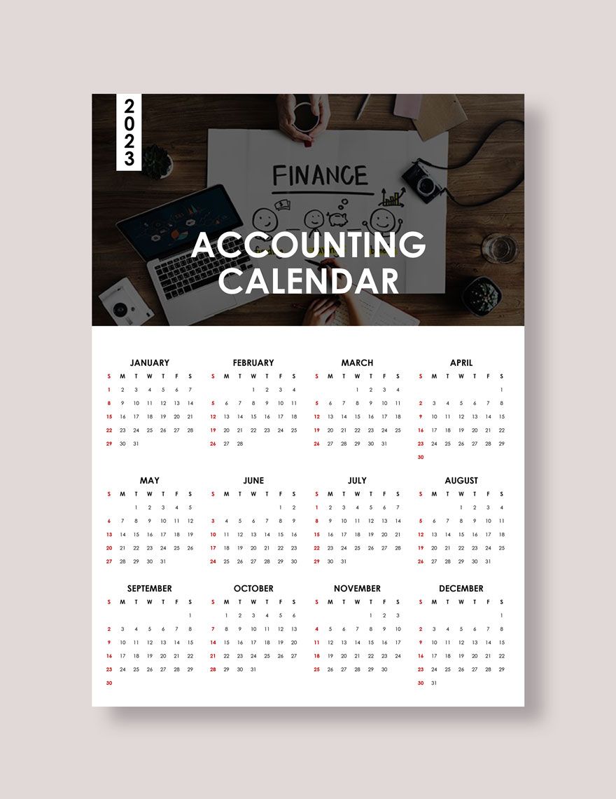 Blank Accounting Desk Calendar 