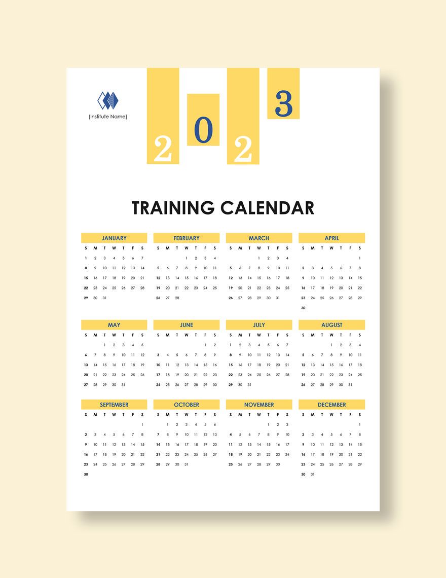 Blank Training Desk Calendar 
