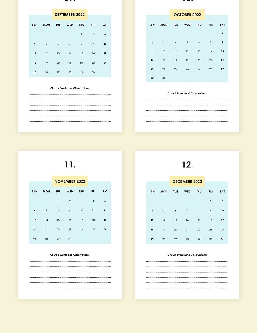 Church Event Desk Calendar Template
