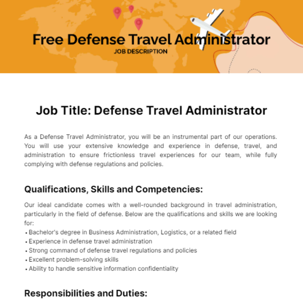 Defense Travel Administrator Job Description Template
