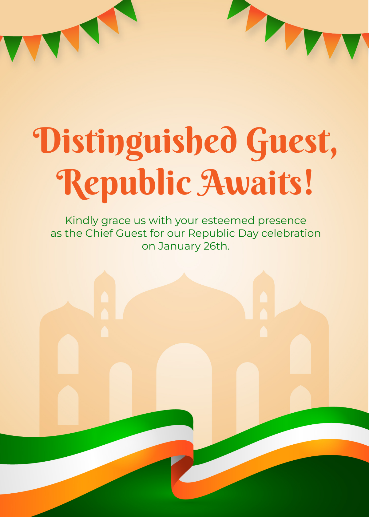 Republic Day Invitation Card for Chief Guest Template