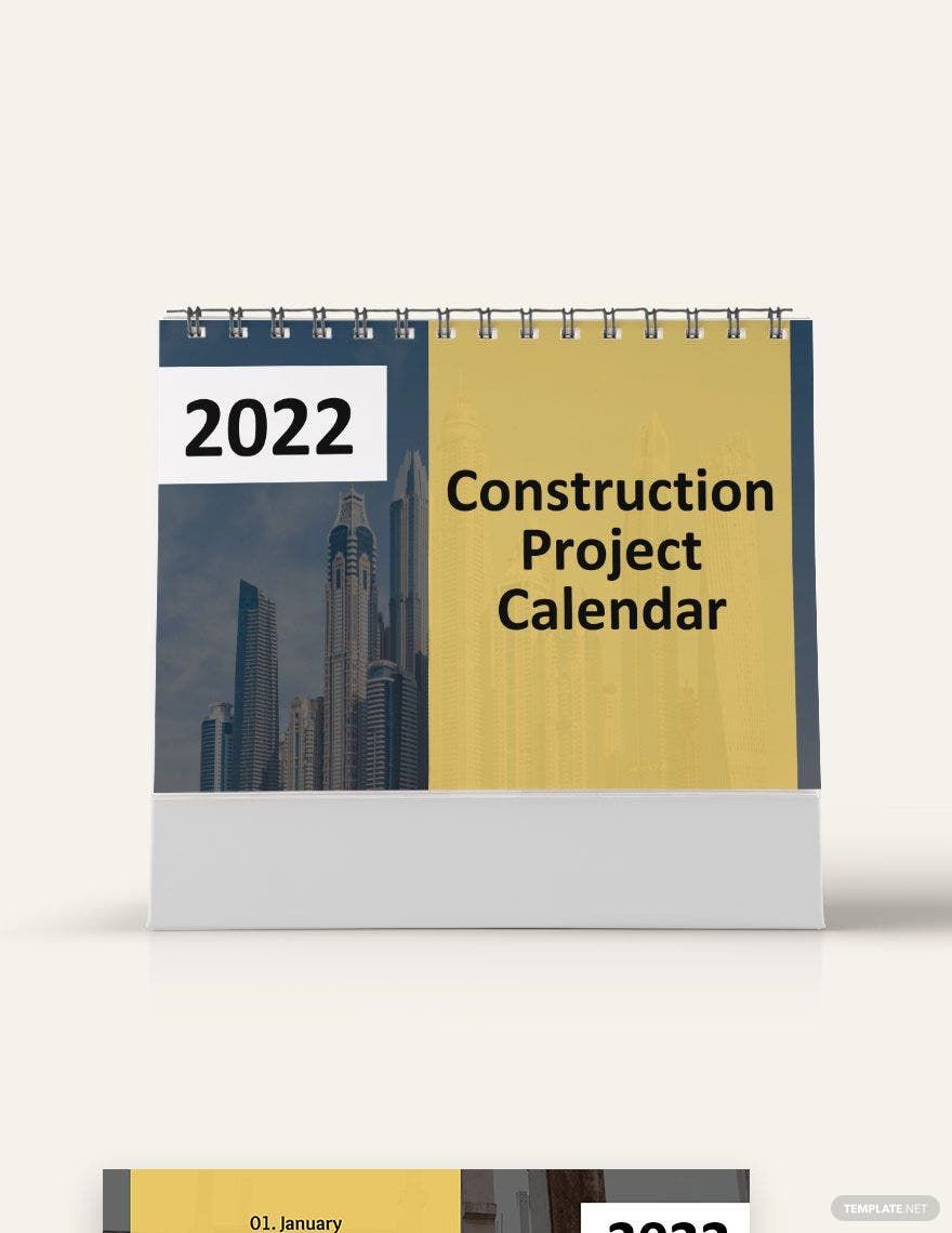 Construction Project Desk Calendar Template