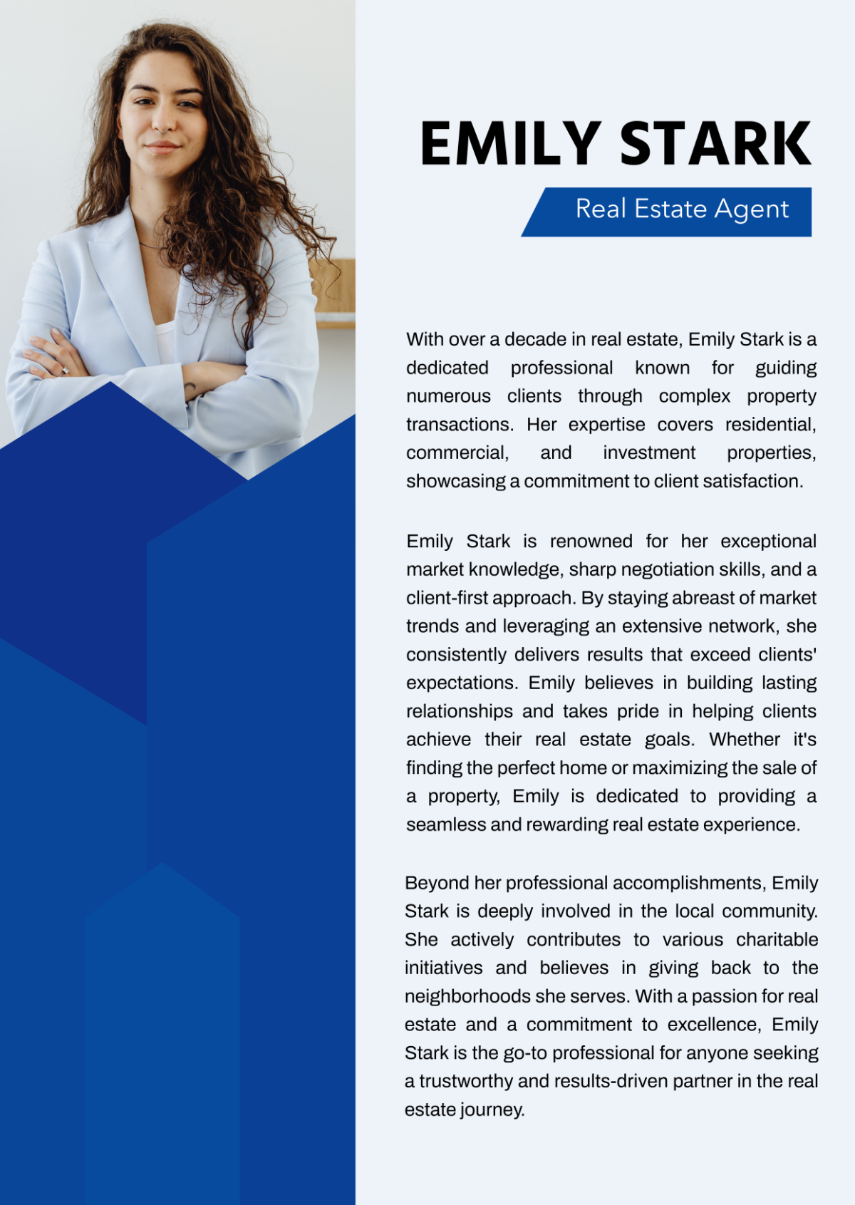 Free Professional Bio for Real Estate Agent Template