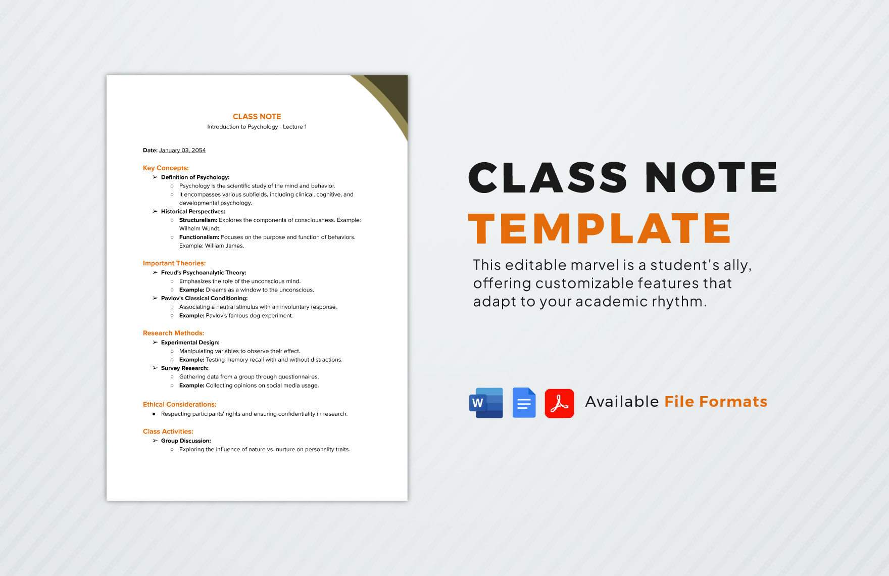 Class Note Template in Word, PDF, Google Docs - Download | Template.net