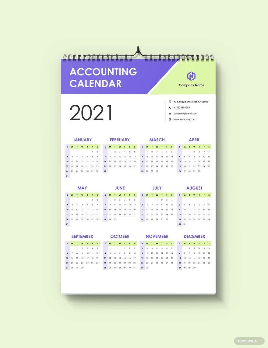 Editable Accounting Desk Calendar Template
