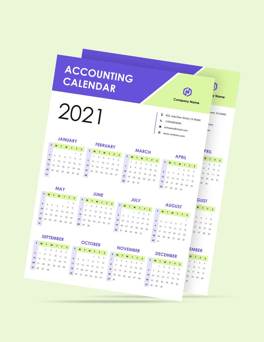 Editable Accounting Desk Calendar Template in Word, Pages, Google Docs