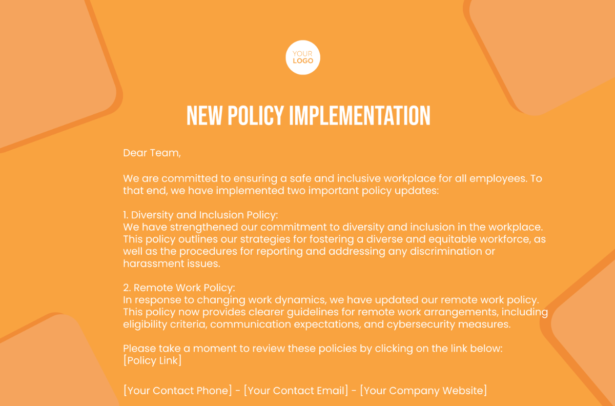 New Policy Implementation Banner HR Template