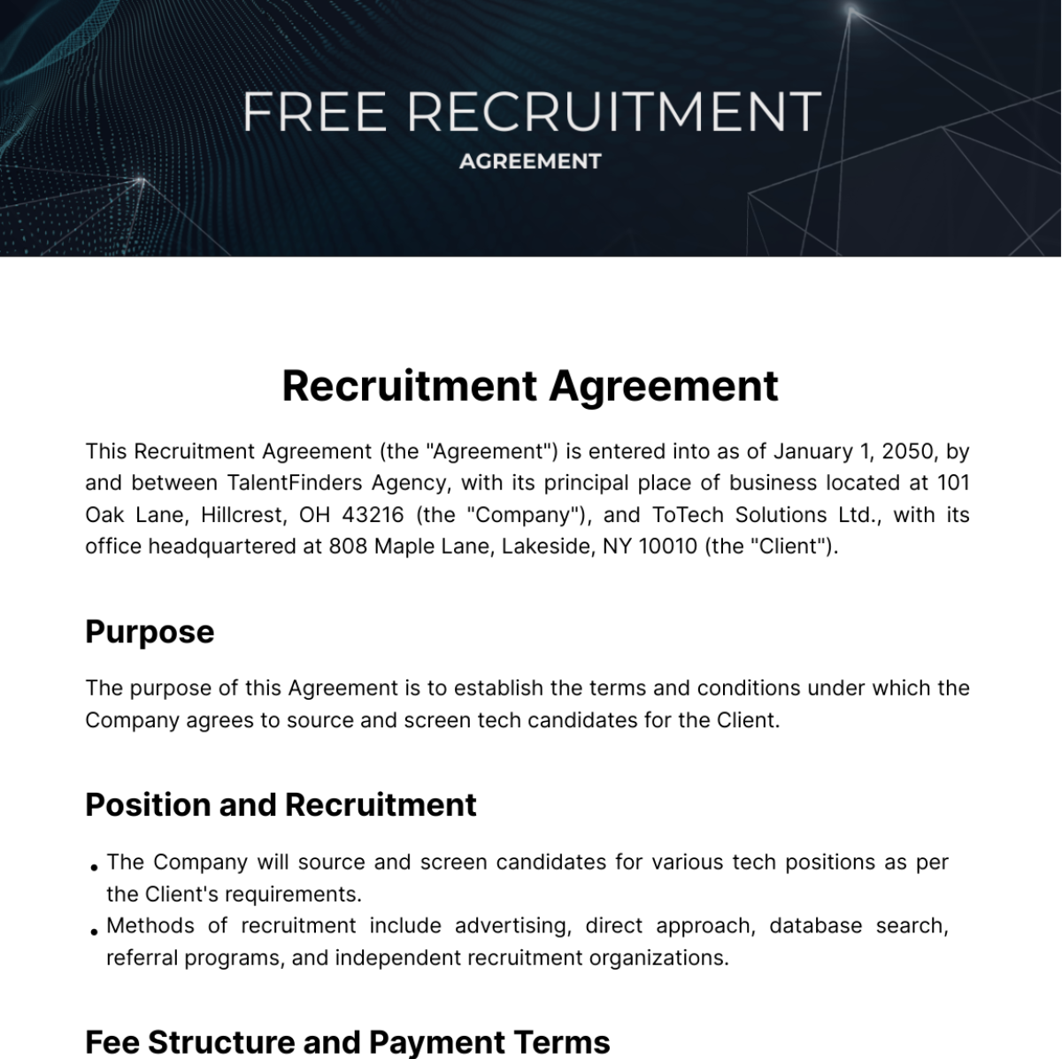 Recruitment Agreement Template