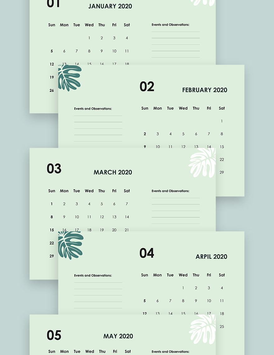 Event Desk Calendar Template
