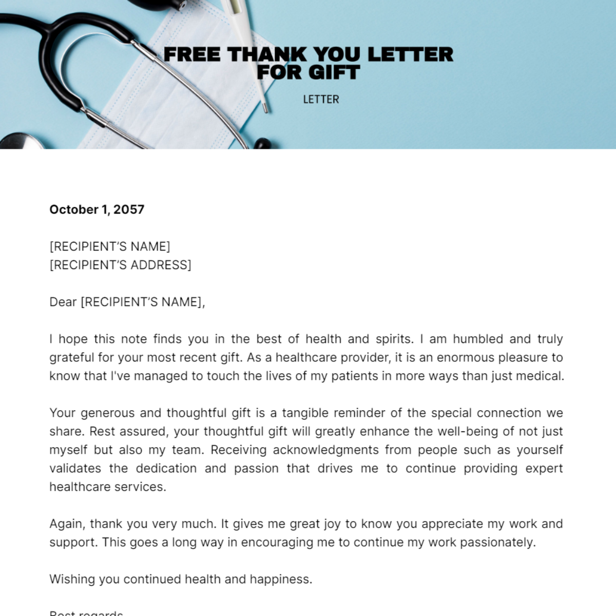 Thank you Letter for Gift Template