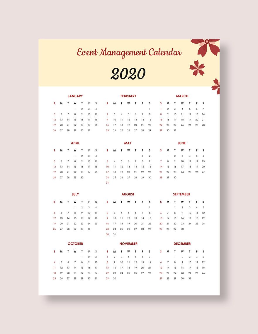 Event Management Desk Calendar Template