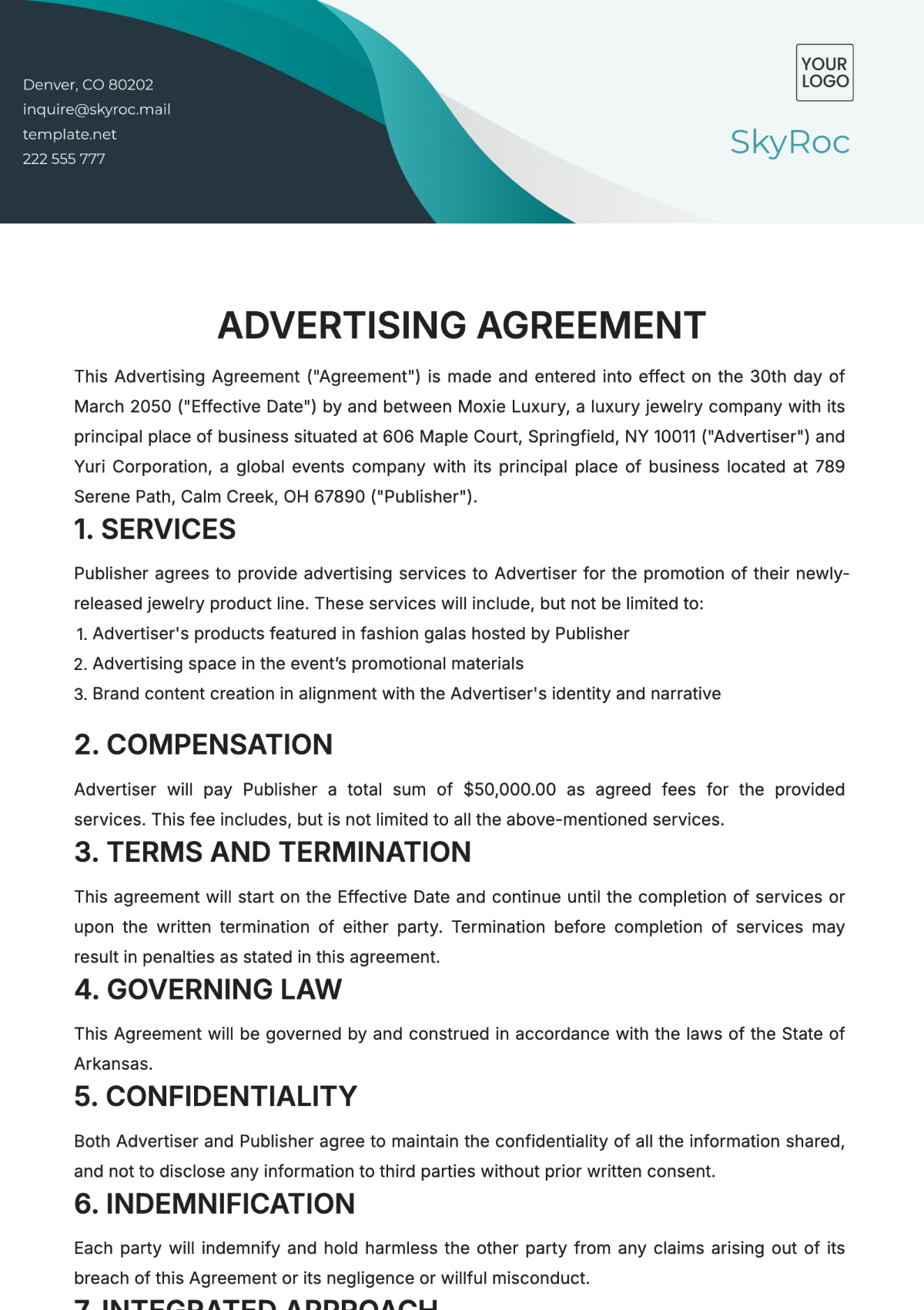 Advertising Agreement Template - Edit Online & Download