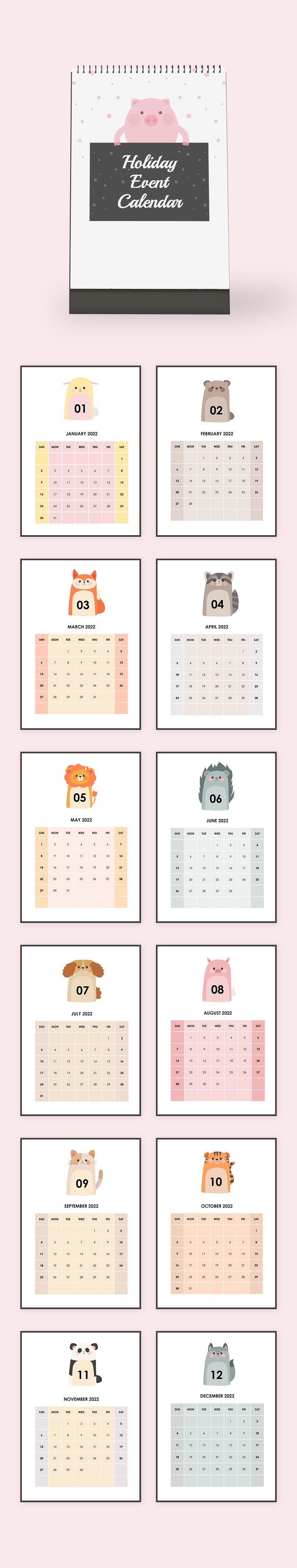Holiday Event Desk Calendar Template Word Apple Pages Template net