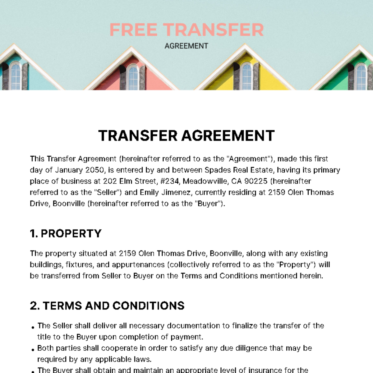 Free Transfer Agreement Template
