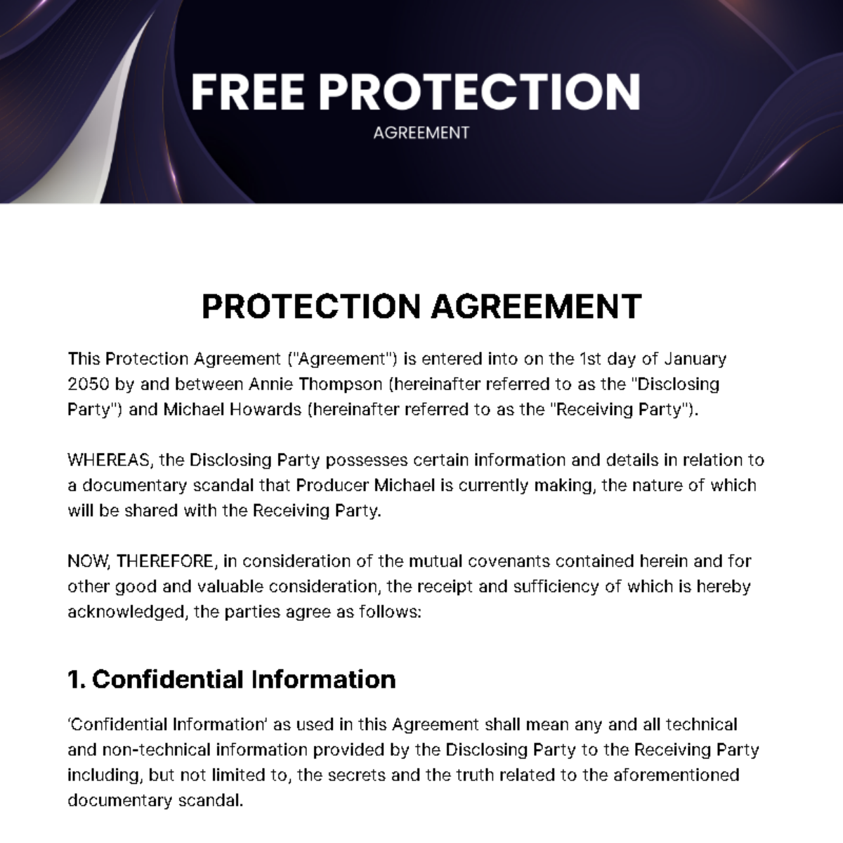 Free Protection Agreement Template