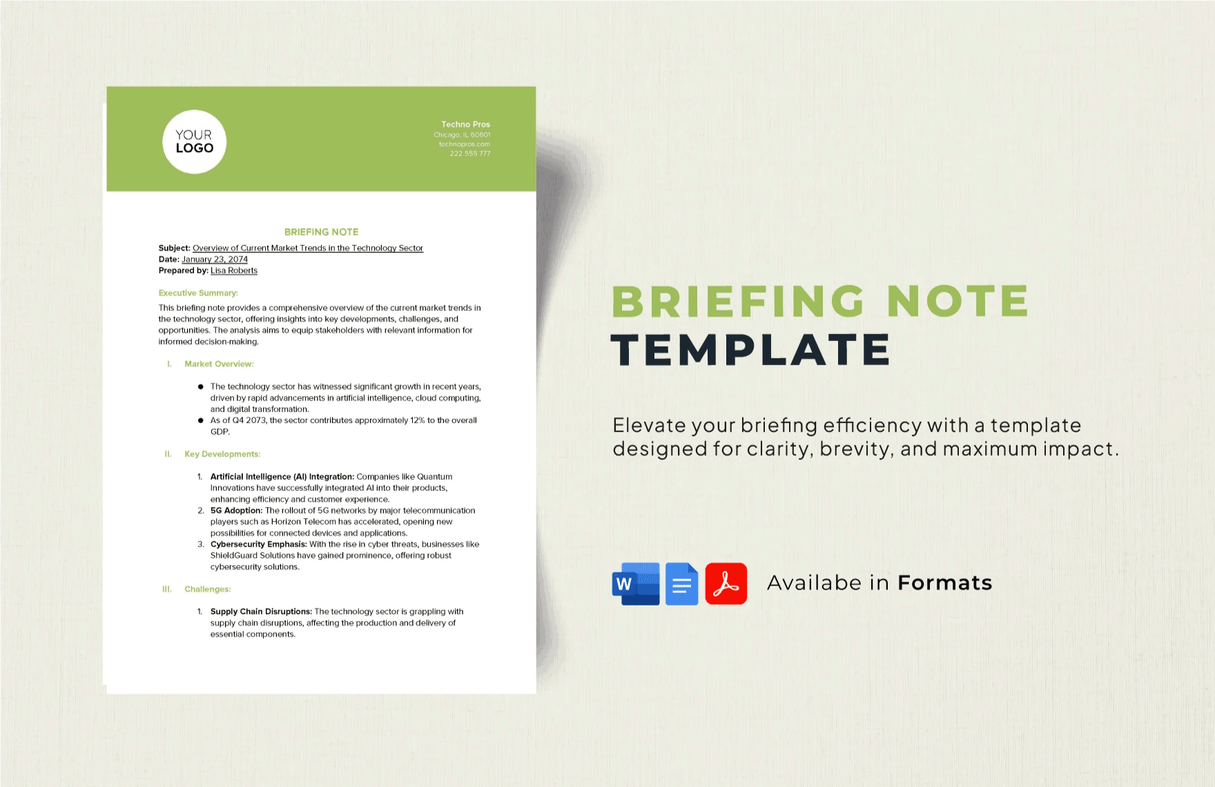Free Briefing Note Template in Word, Google Docs, PDF