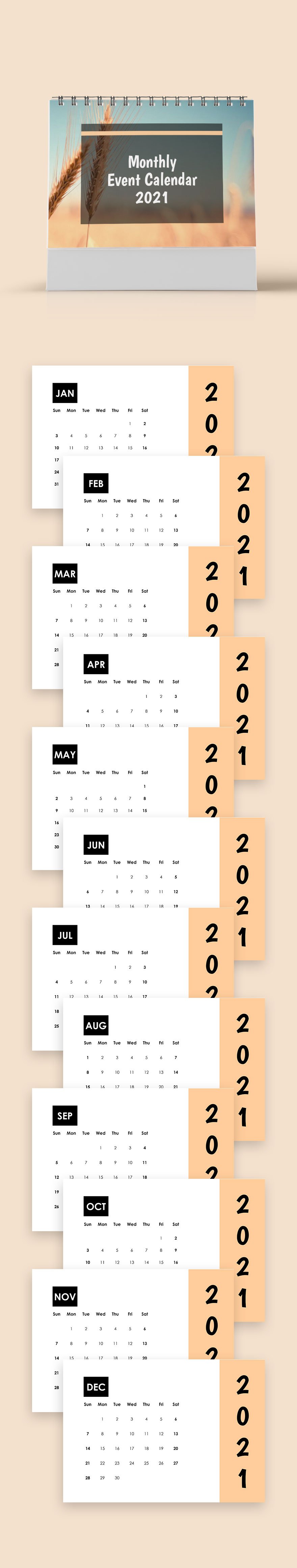 Free Monthly Event Desk Calendar Template Google Docs, Word, Apple