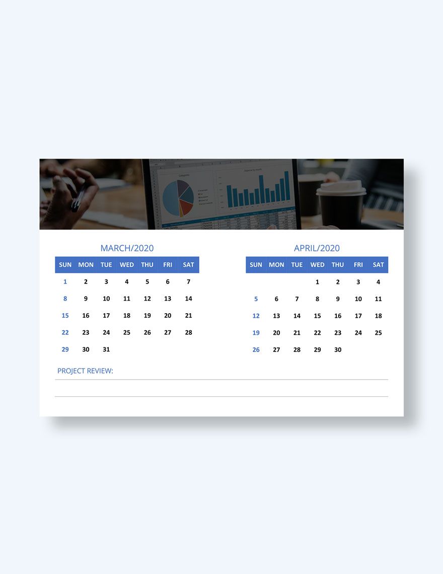 Printable Project Desk Calendar Template