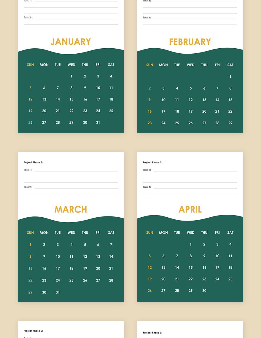 Project Accounting Desk Calendar Template
