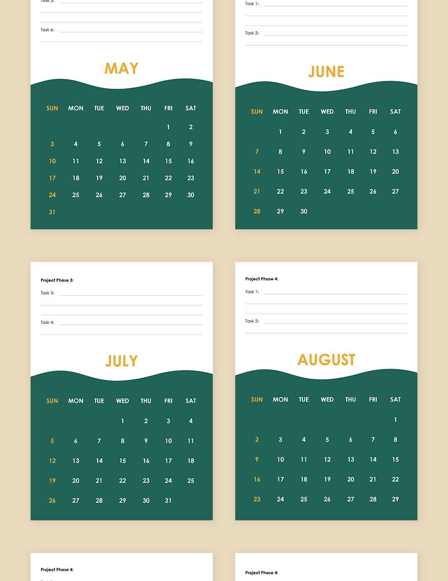 Project Accounting Desk Calendar Template