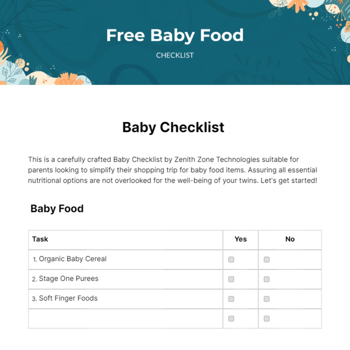 FREE Baby Checklist Templates & Examples - Edit Online & Download