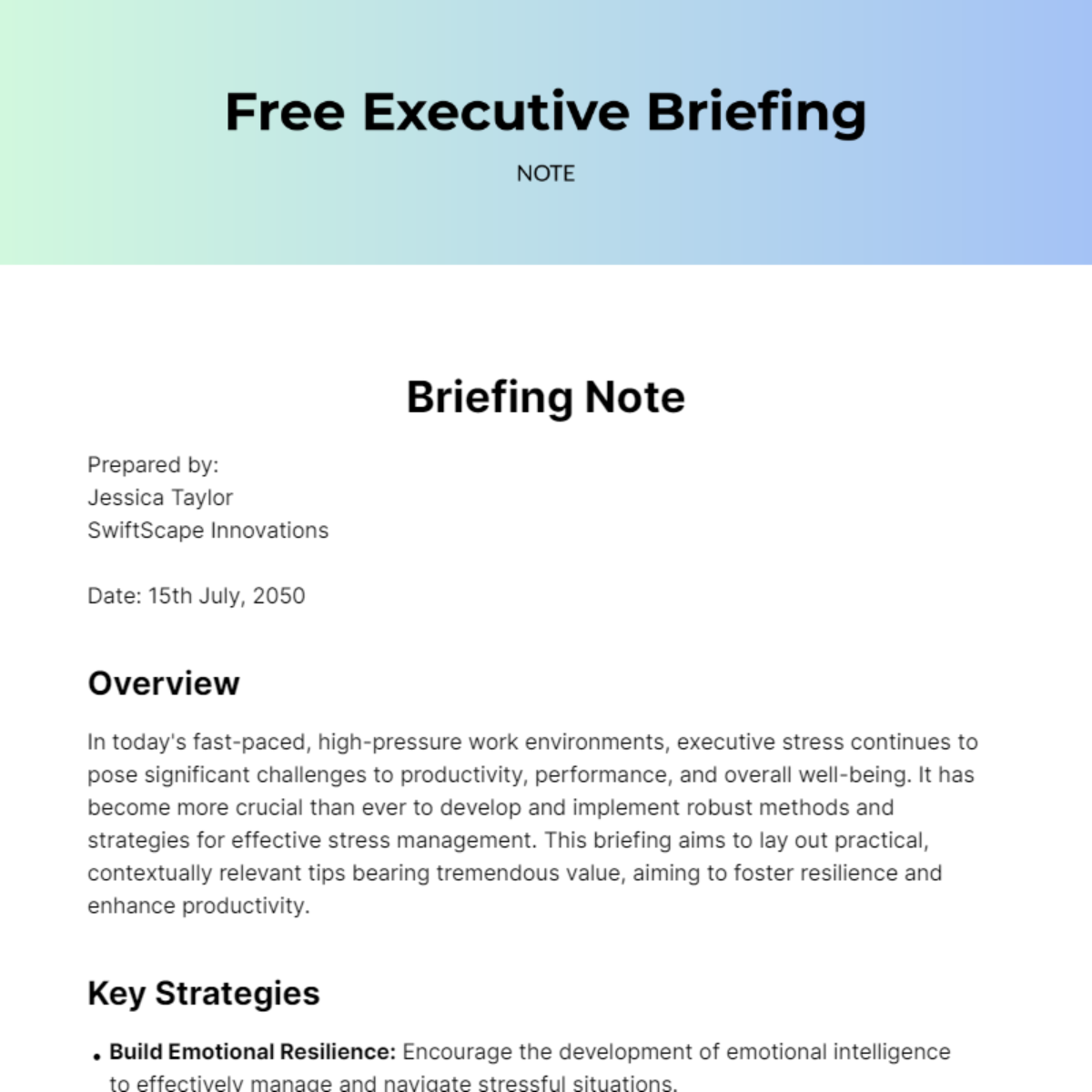 Executive Briefing Note Template