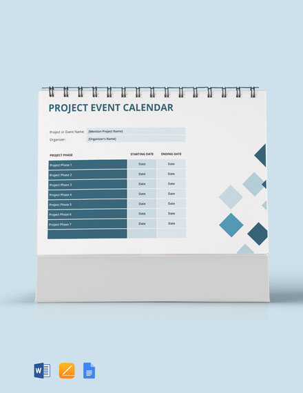 Free School Event Desk Calendar Template - Word (doc) 