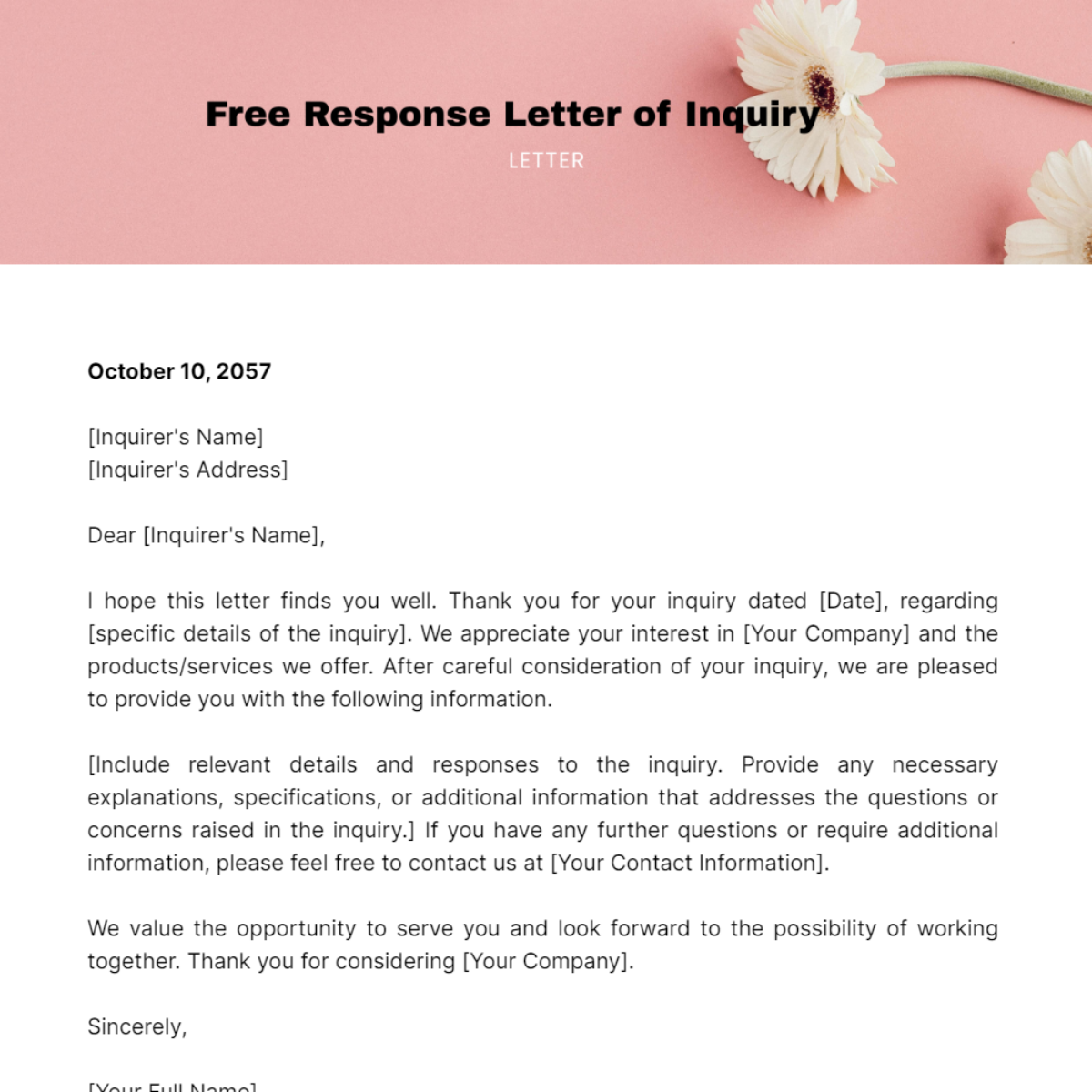 Free Response Letter of Inquiry