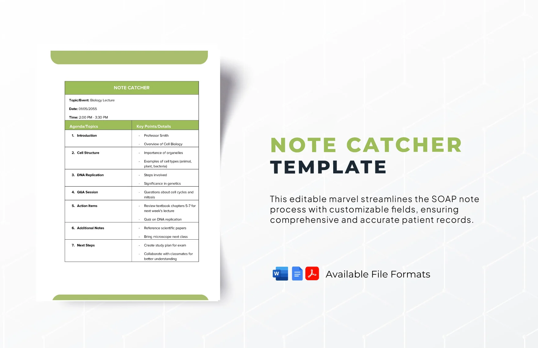 Free Note Catcher Template in Word, Google Docs, PDF