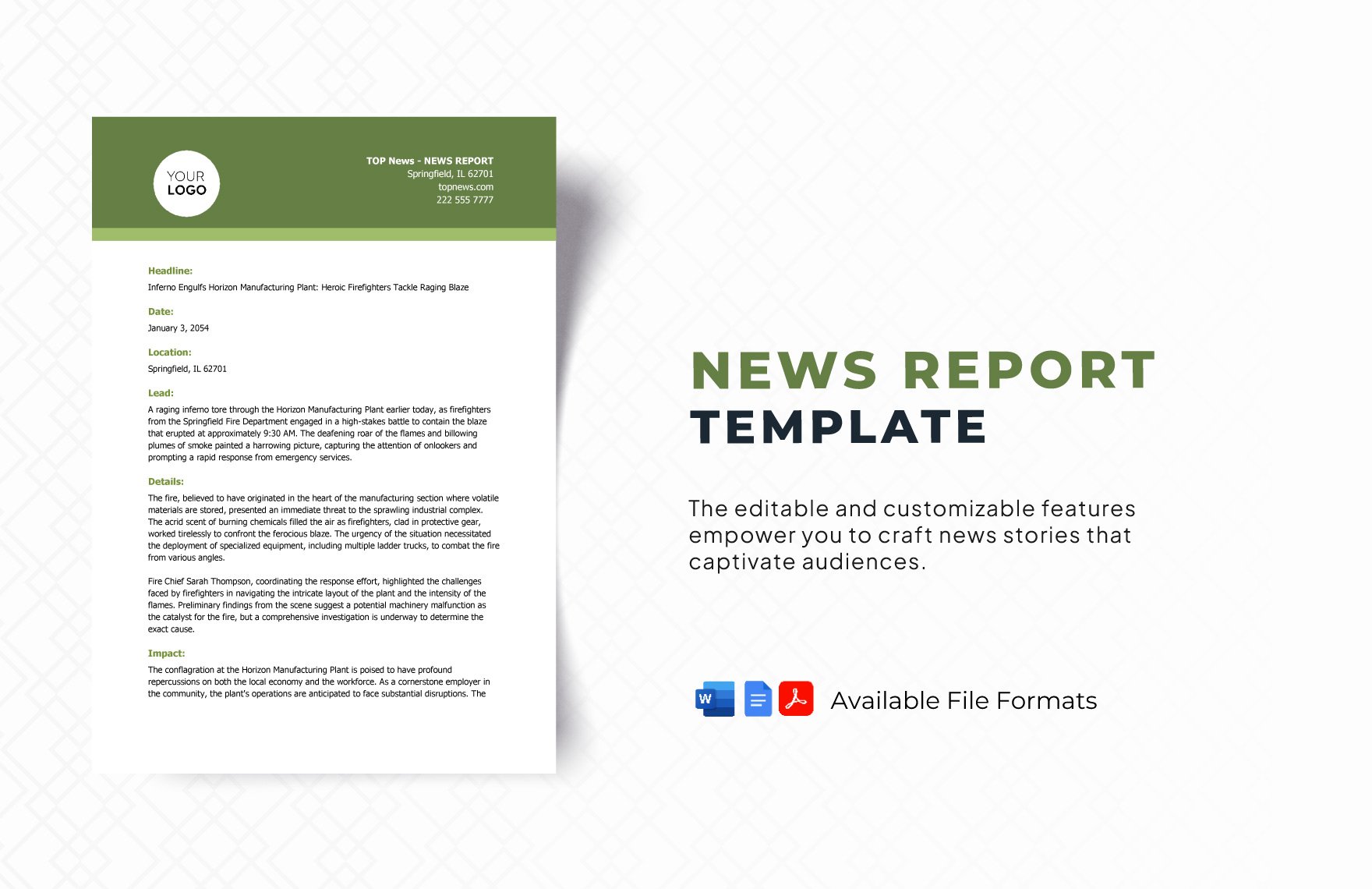 News Report Template in Word, Google Docs, PDF