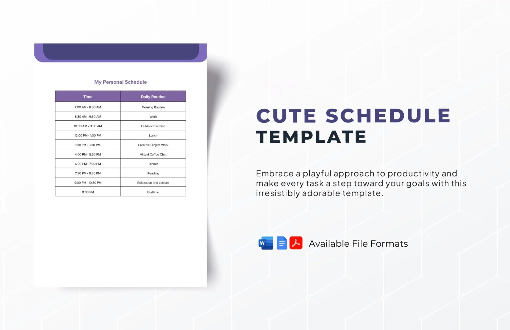 Cute Schedule Template in Word, Google Docs, PDF