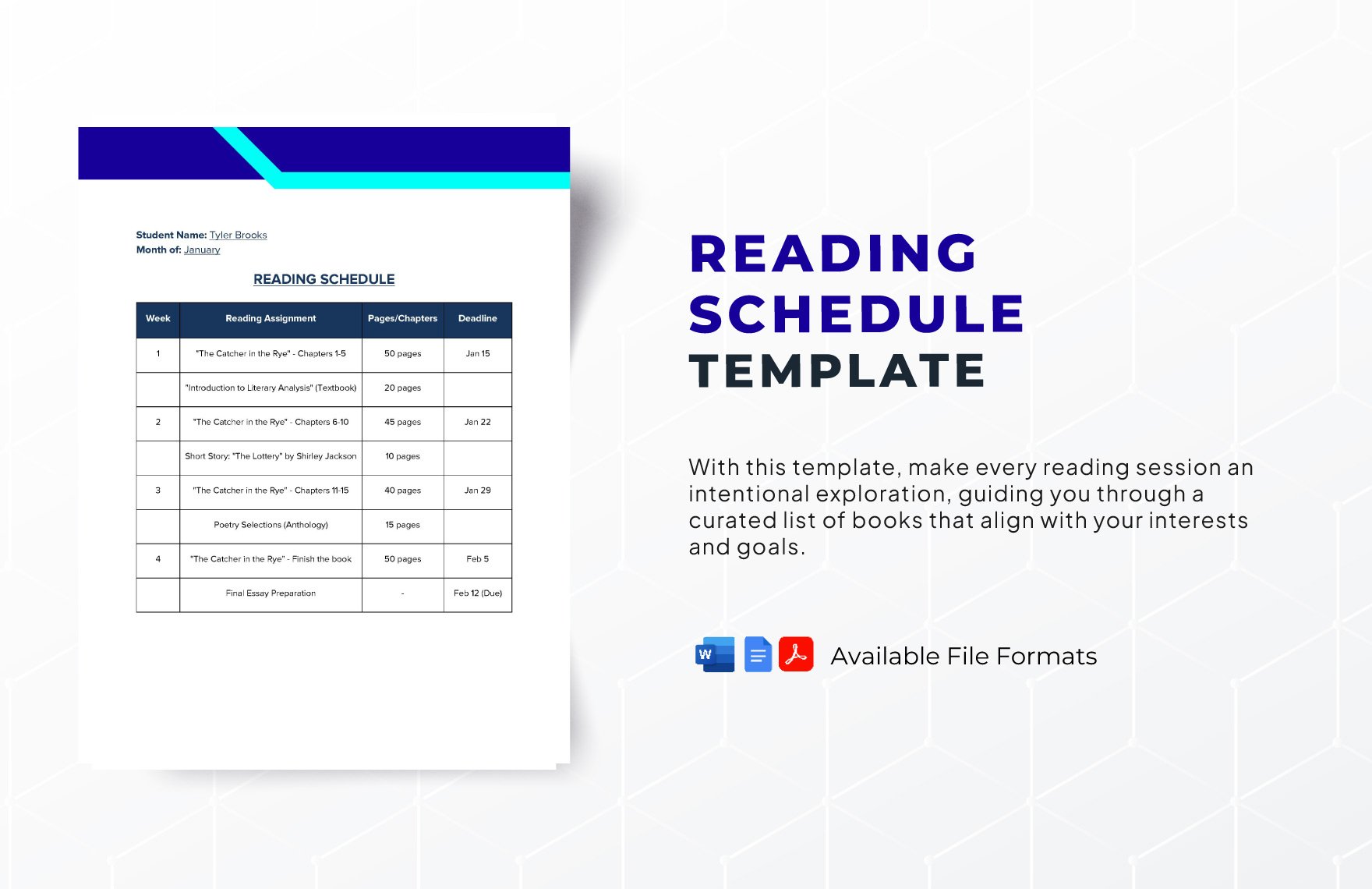 Reading Schedule Template