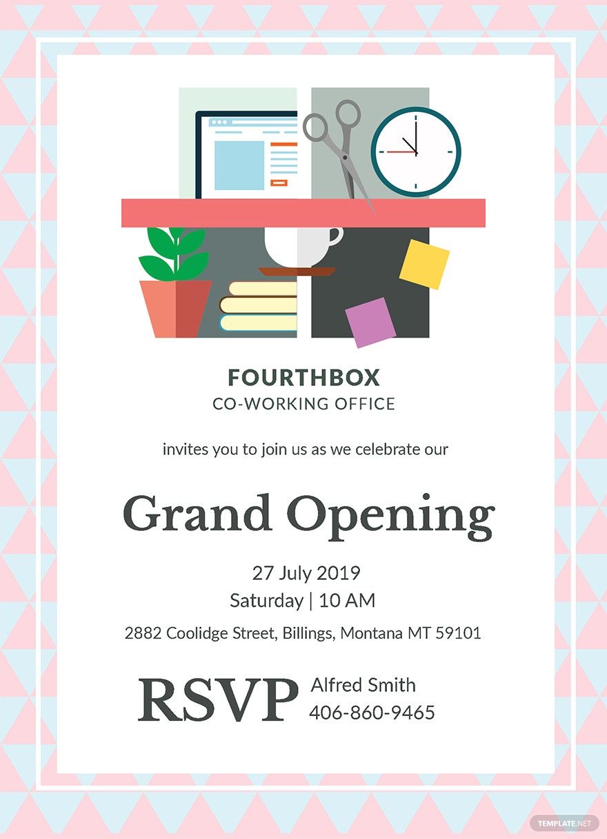 Free Office Opening Invitation Card Template