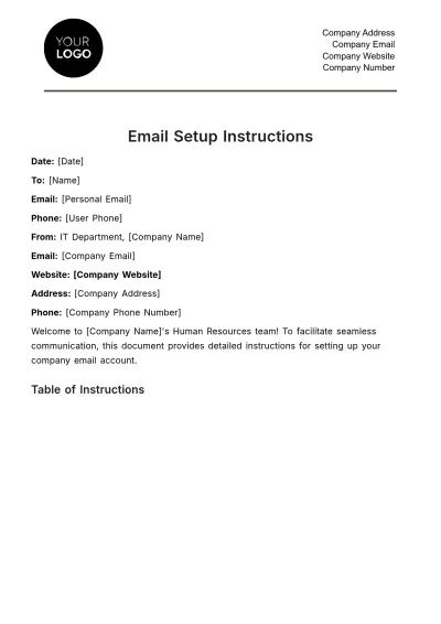 Free Email Setup Instructions HR Template to Edit Online