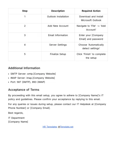 Free Email Setup Instructions HR Template to Edit Online