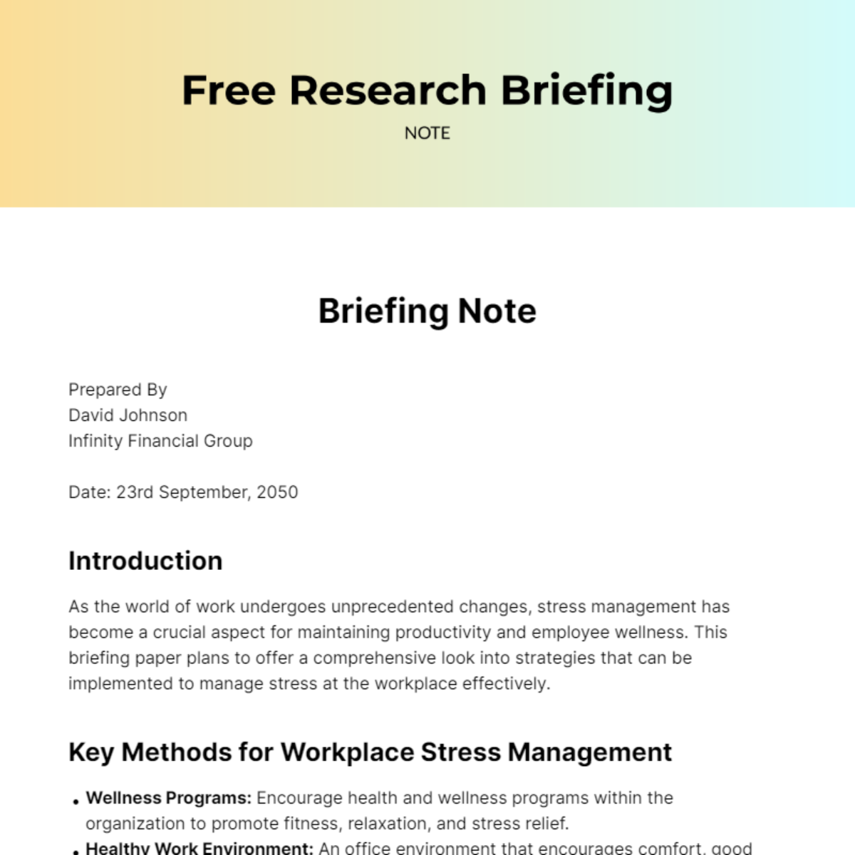 Free Research Briefing Note Template