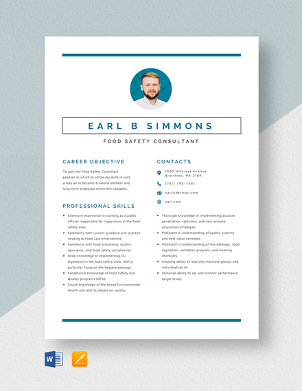 Food Safety Consultant Resume