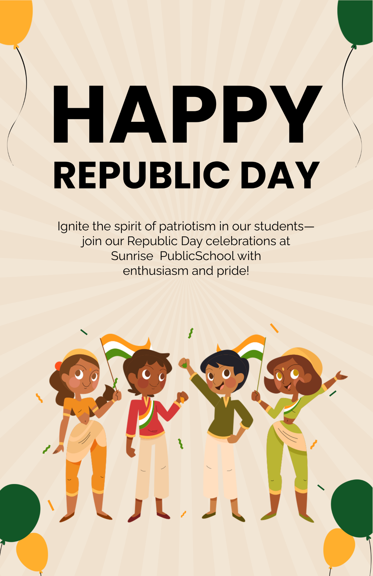 Happy Republic Day Poster for School Template