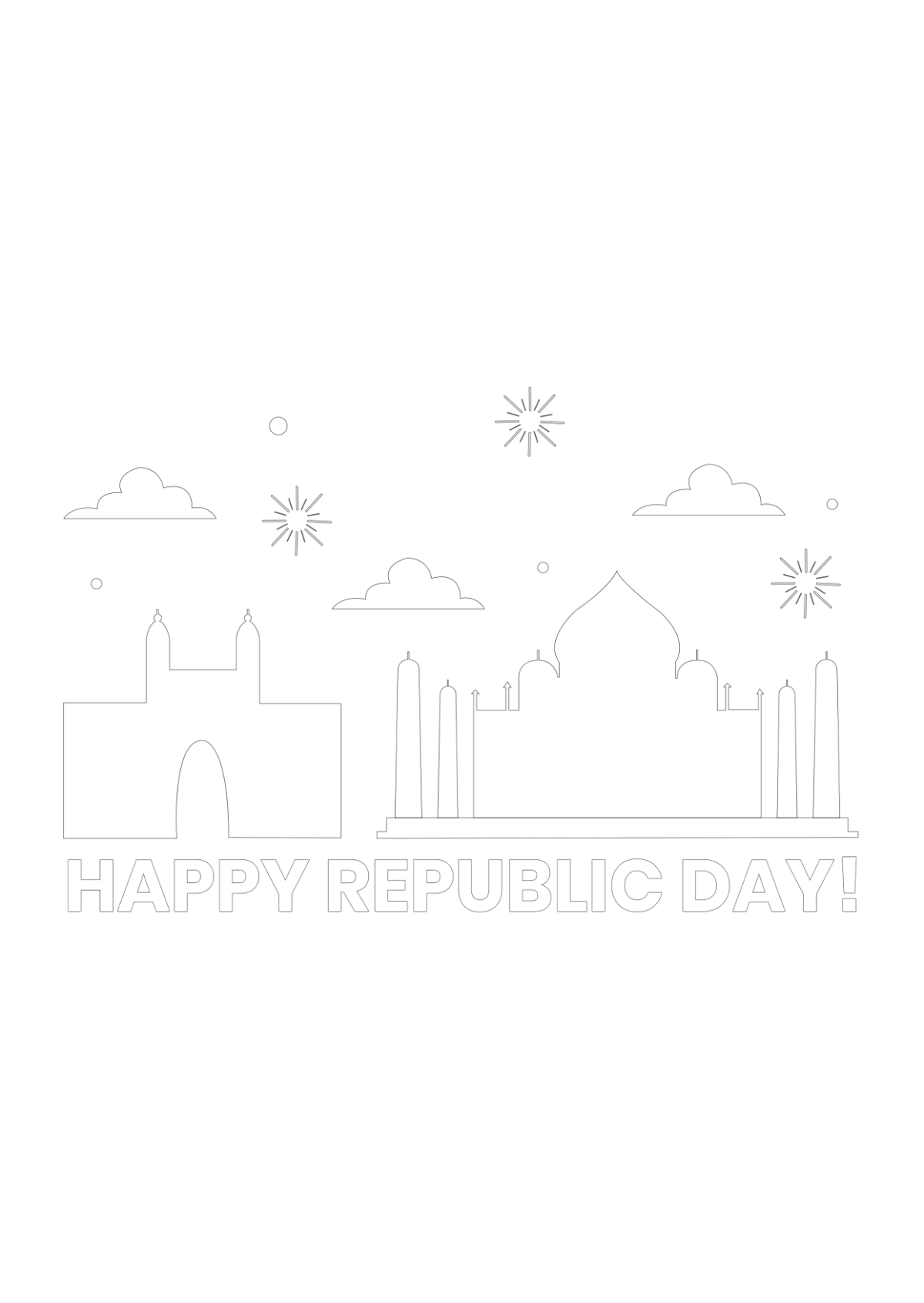 Happy Republic Day Drawing for Kids Template
