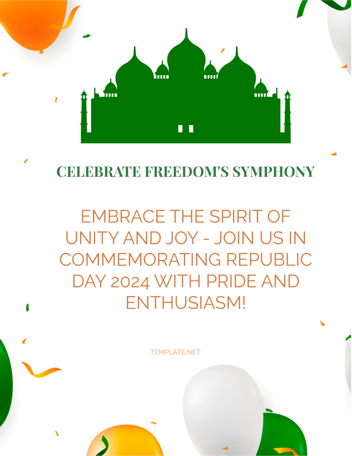 Free Simple Happy Republic Day Flyer Template