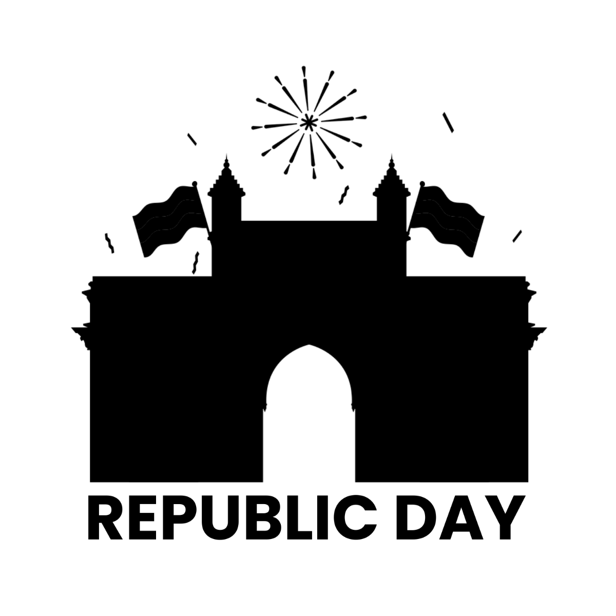 Republic Day Clipart Black and White Template