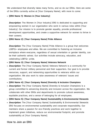 Free Employee Resource Groups Introduction HR Template to Edit Online