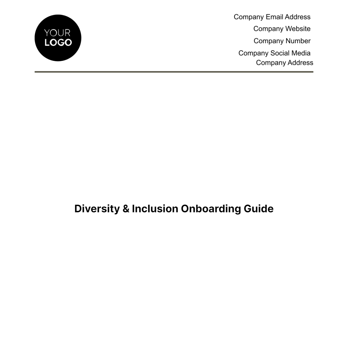 Diversity & Inclusion Onboarding Guide HR Template - Edit Online & Download