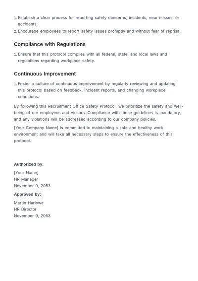 Free Office Safety Protocol HR Template to Edit Online