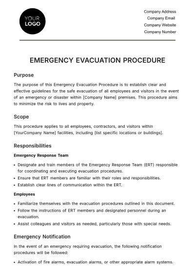 Free Emergency Evacuation Procedure HR Template to Edit Online