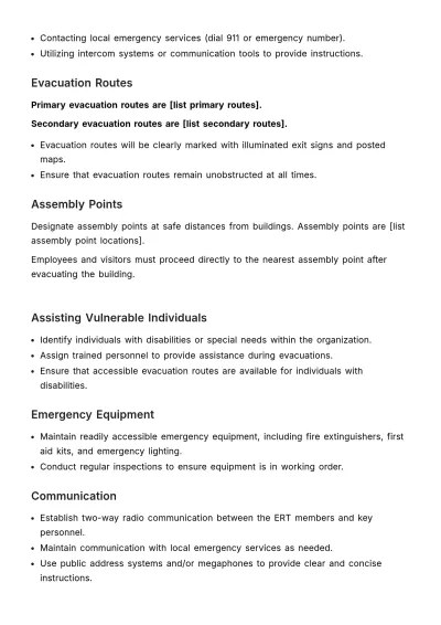 Free Emergency Evacuation Procedure HR Template to Edit Online