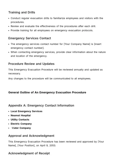 Free Emergency Evacuation Procedure HR Template to Edit Online