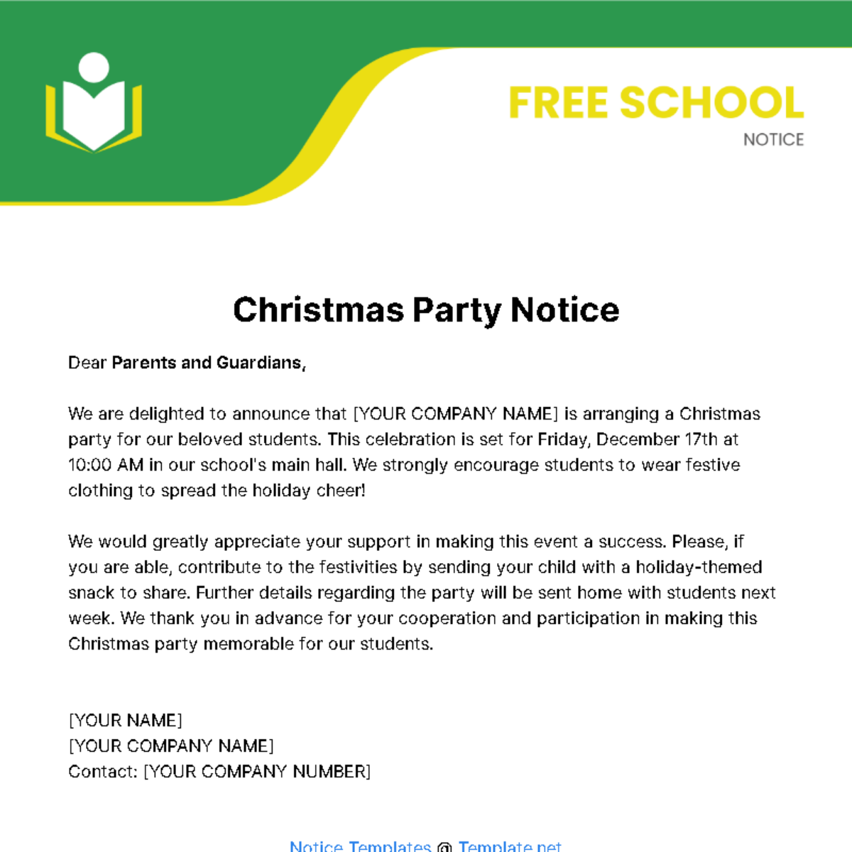 Free School Notice Template