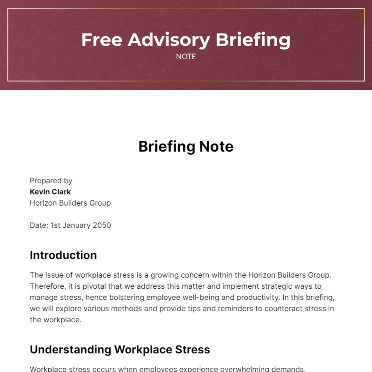 Free Advisory Briefing Note Template