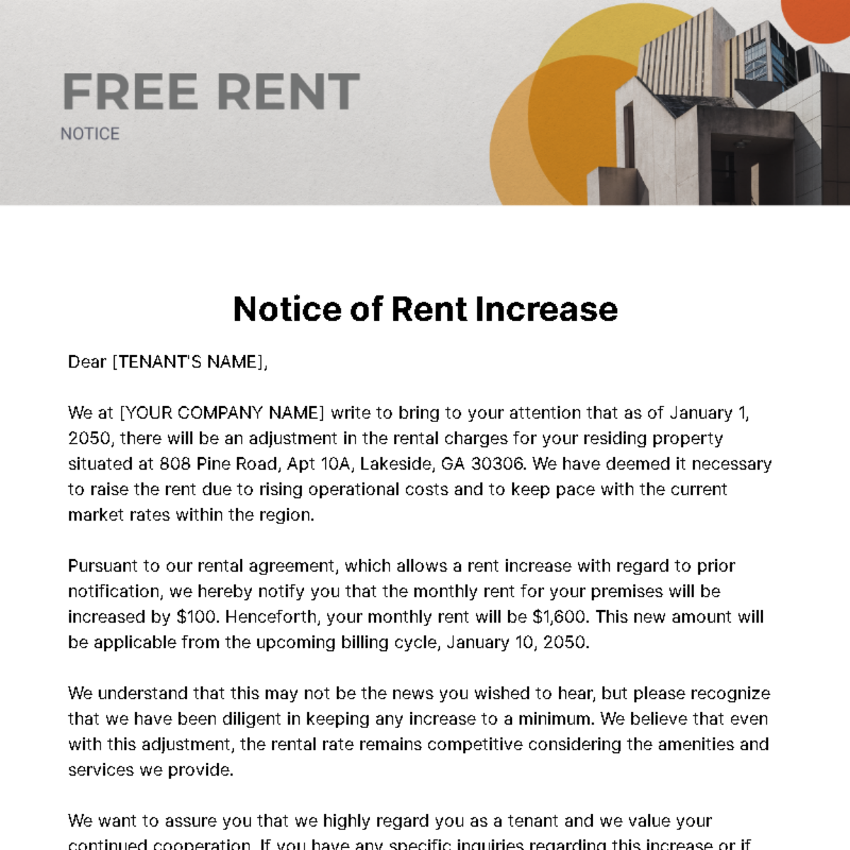 Rent Notice Template - Edit Online & Download